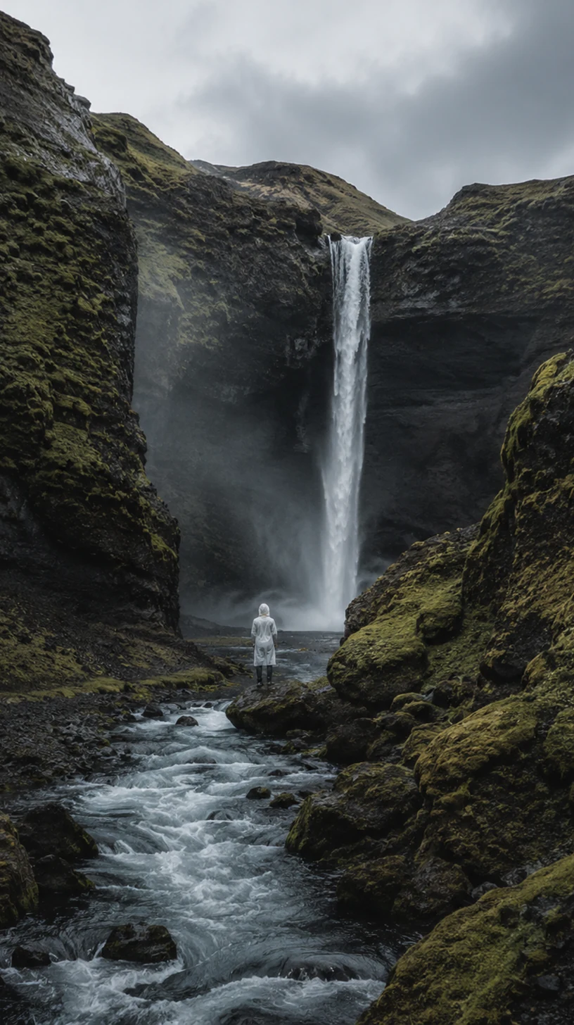 Svört strönd, jarðhitaþoka og hvítur sjór við Ísland